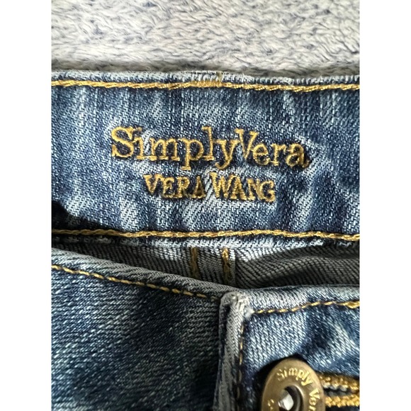 Simply Vera Vera Wang Womens Straight Leg Jeans Medium Wash Distressed Size 6 - Picture 8 of 16